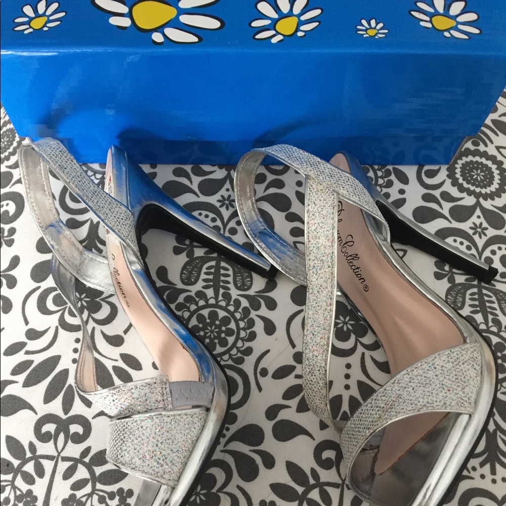 Strappy Silver Sparkle Heels (NWT)